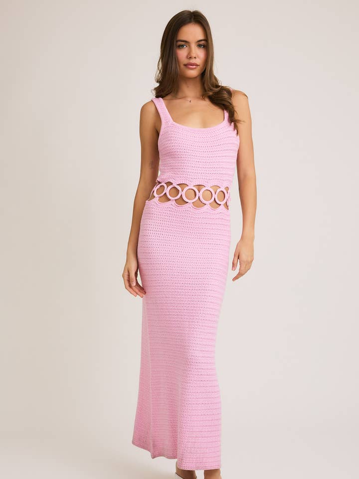 LE LIS - Wholesale Dress - Women's - SQUARE NECK SLEEVELESS CROCHET MIDI DRESS12