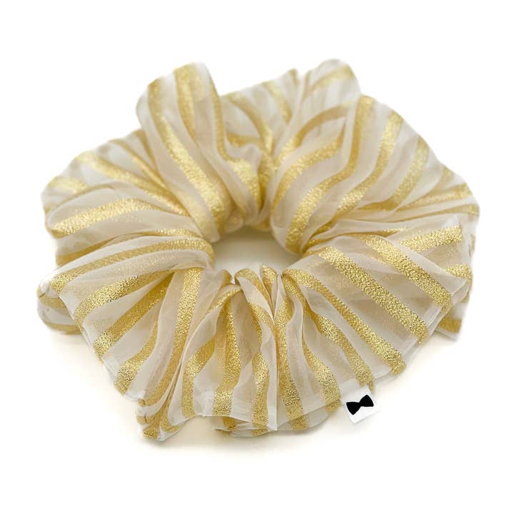 Gold Stripe Organza Scrunchies for wholesale by Melissa Velia