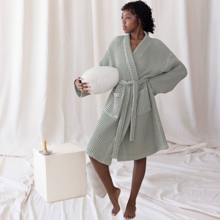 Vivamaison – wholesale Robe – Unisex – Luxurious Waffle Kimono Bathrobe, 100% Cotton, Unisex Style