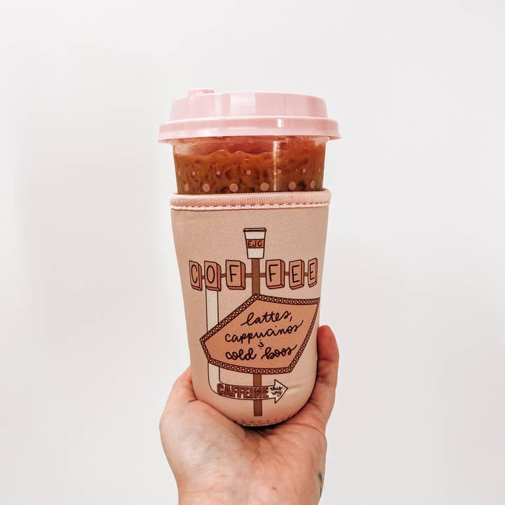 Ellie Jade Co - Wholesale Drink huggers & koozies - Pink Coffee Sign Cup Sleeve (Medium)0