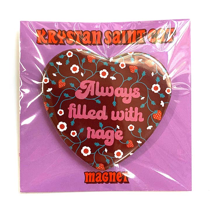 Always Filled With Rage Heart Shaped Magnet for wholesale by Krystan Saint Cat