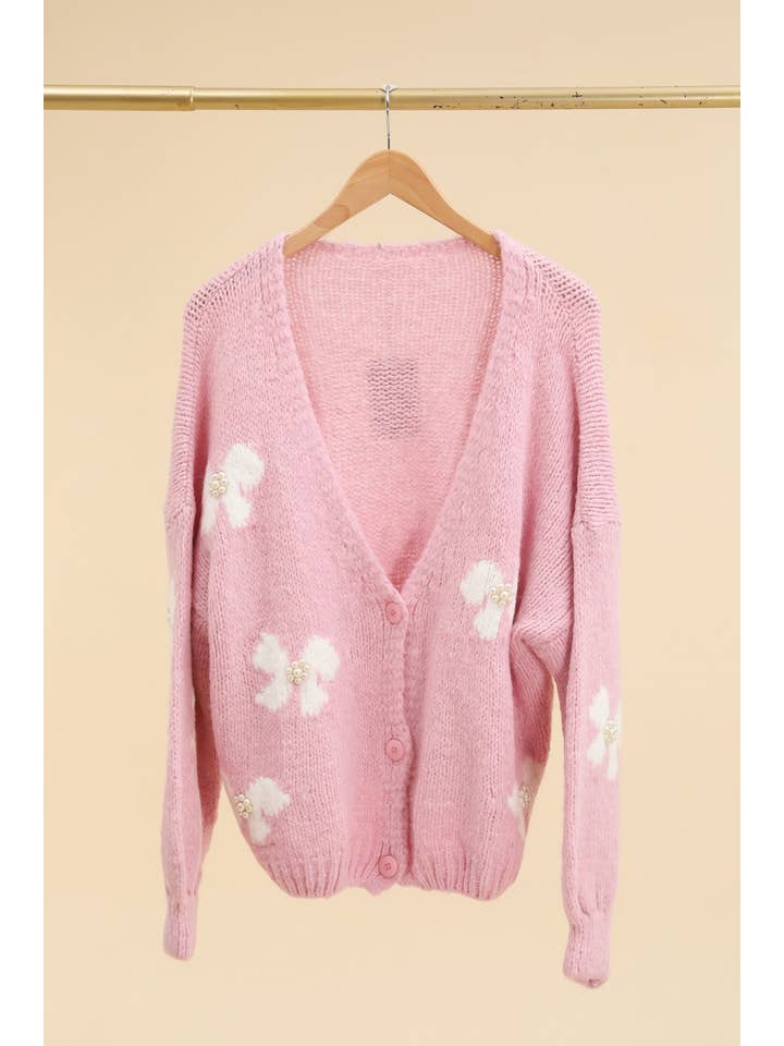 LÉA & LUC - Vente Pull en maille – femme - Gilet motif papillon avec perle REF. 2066629