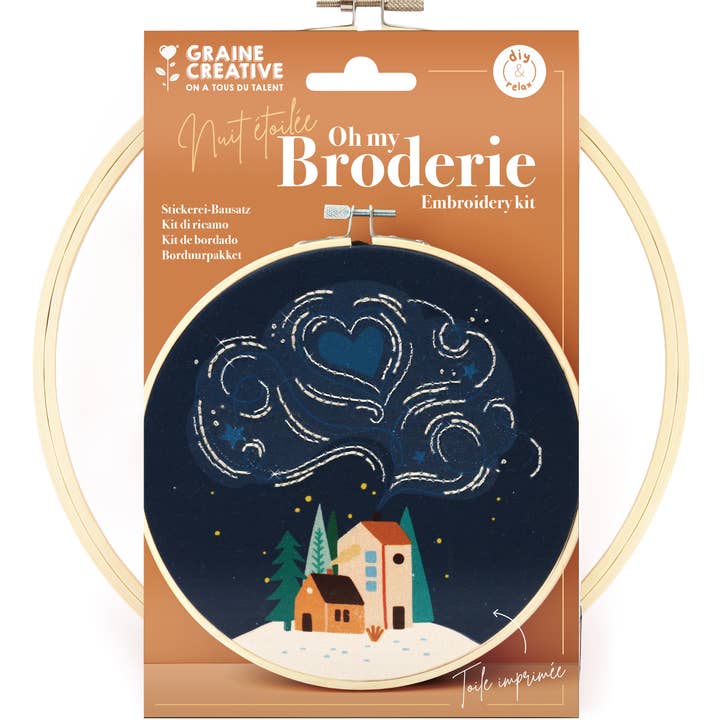 Graine Créative - Wholesale Embroidery/Cross Stitch Supplies - PARTIAL NIGHT EMBROIDERY KIT Ø20 CM