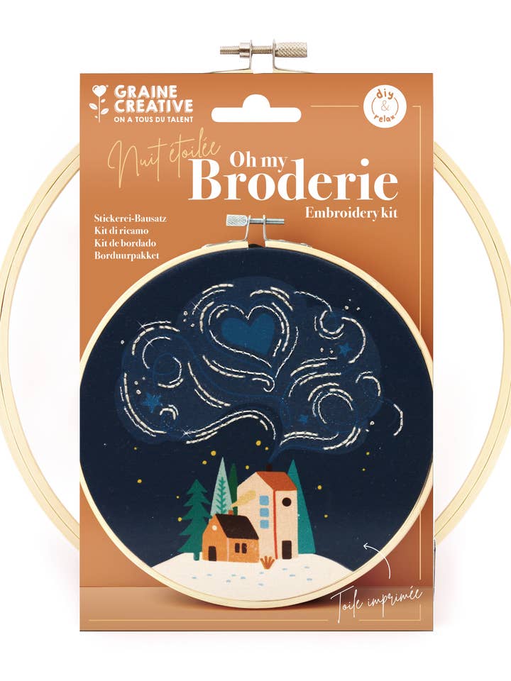 KIT BRODERIE PARTIELLE NUIT Ø20 CM pour la vente par Graine Créative
