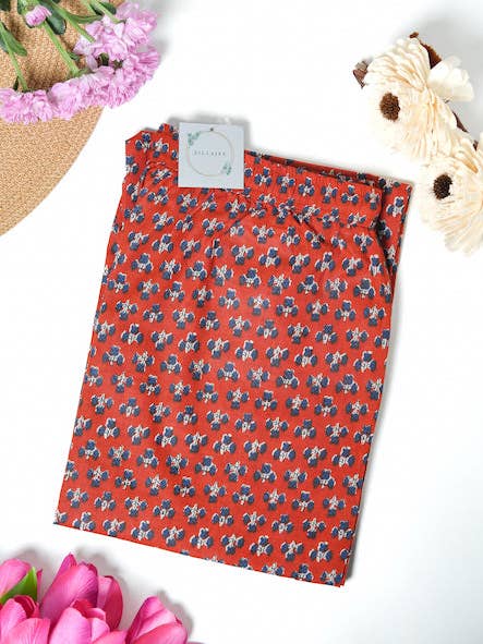 Zillajee - Wholesale Sleepwear Bottom - Women's - Floral Pajamas, Cotton PJs, Soft Sleepwear- Crimson Charm1