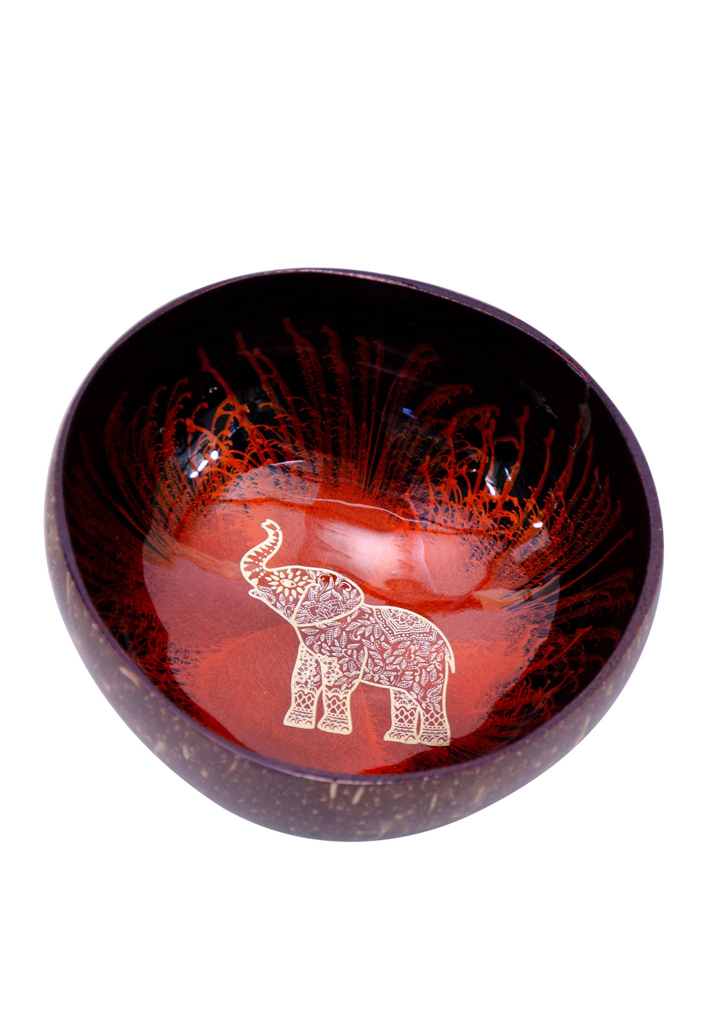 Namaste – wholesale Skål – Kokosskål Guld Elephant Design3