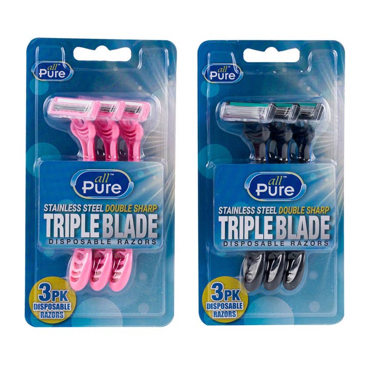 Deluxe Import Trading - Wholesale Razor - Stainless Steel Triple Blade Razor 3 Pack