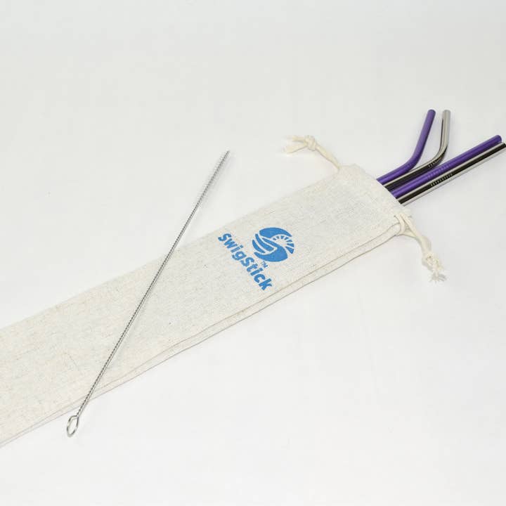 Blu Kabu - Wholesale Drinking Straw - Lilac and Silver Stainless Steel Straws - Silver Lining1