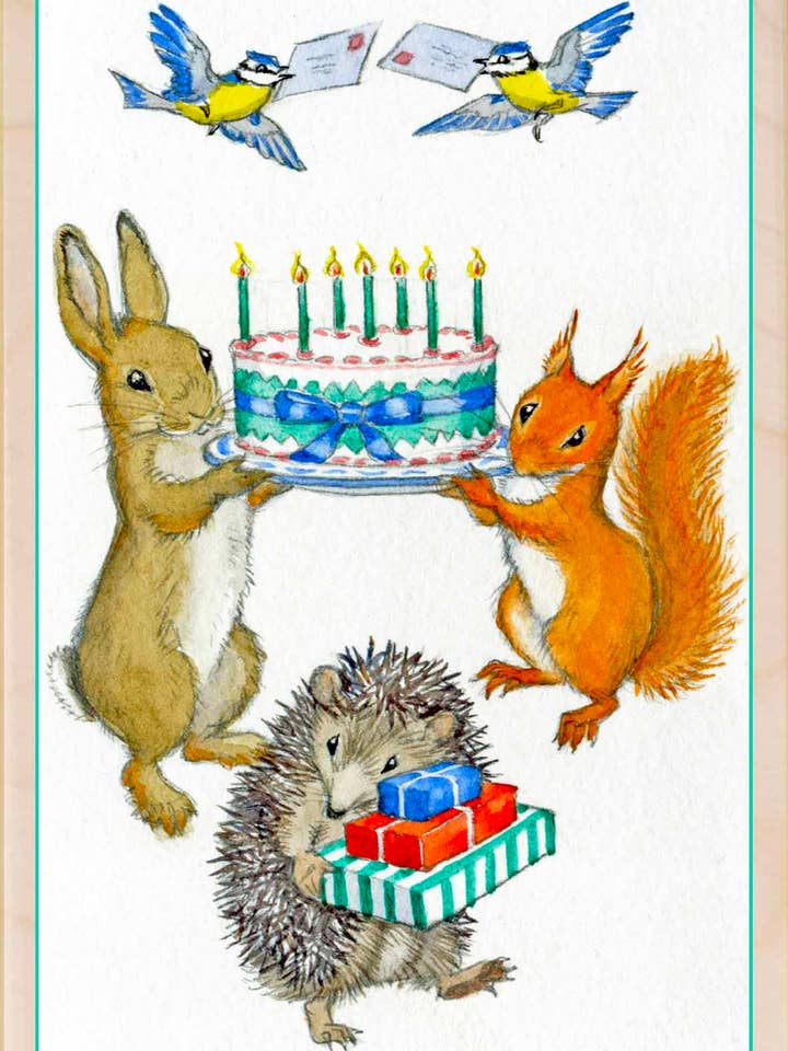 Födelsedagstårta - Barnens födelsedagskort för wholesale av THE WOODEN POSTCARD COMPANY