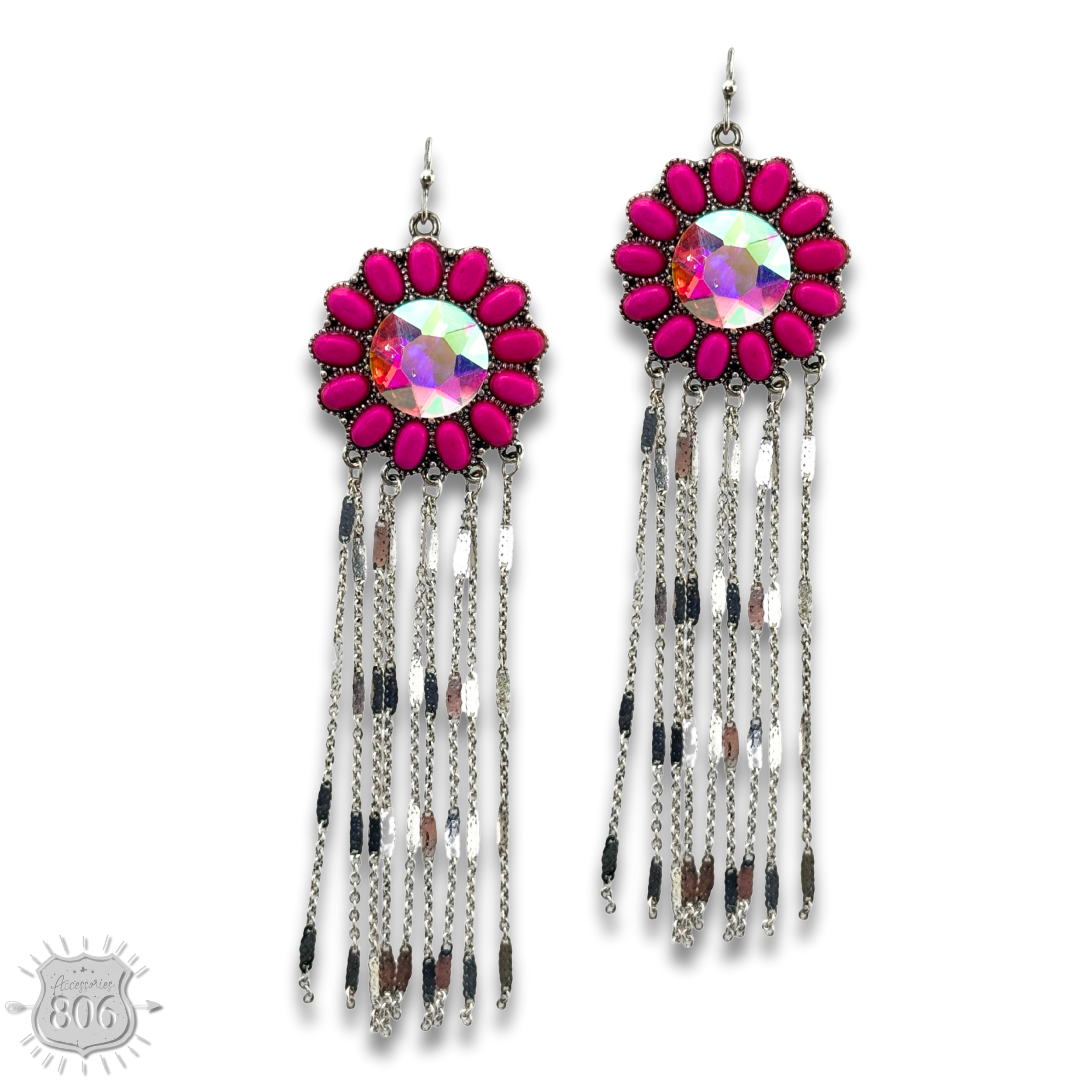 Pink Panache Brands - Wholesale Tassel Earrings - Flower concho fringe earring5