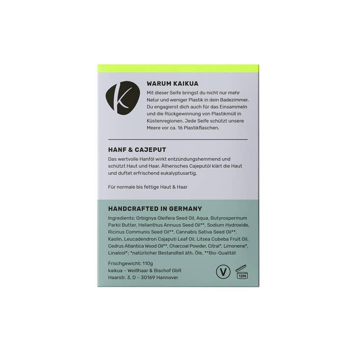 kaikua - natural craft soap – Engroshandel Sæbestykke – kaikua naturlig sæbe - hamp & cajeput