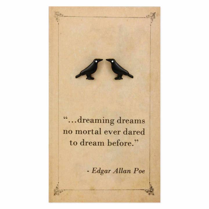 ZAD - Wholesale Stud/Post Earrings - Literary Quotes Raven Post Earrings