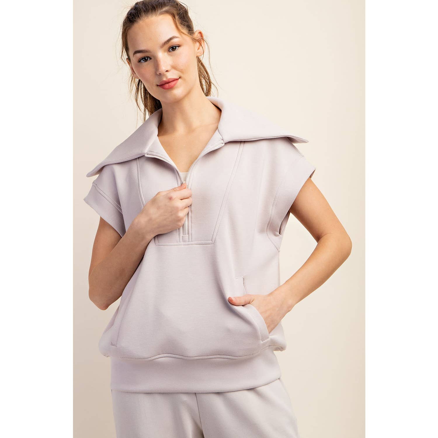 Rae Mode - Vente Haut de sport – femme - HAUT À MANCHES COURTES ET FERMETURE ÉCLAIR QUARTER EN MODAL POUR PLONGÉE37