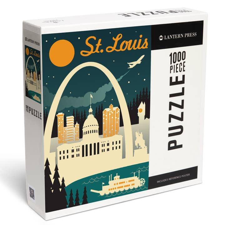 1000 PIECE PUZZLE St. Louis, Missouri, Retro Skyline for wholesale by Lantern Press