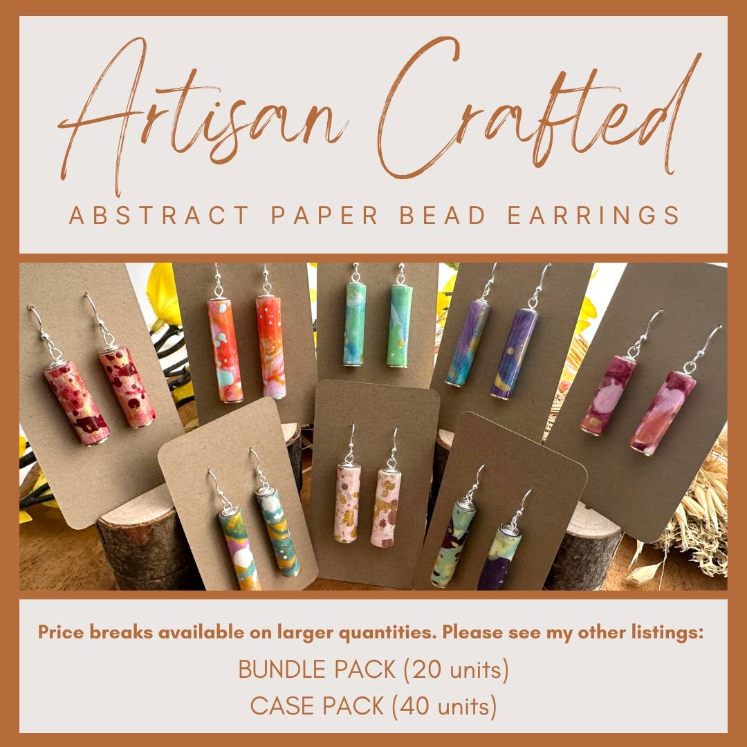 Allison Lake Handmade - Wholesale Dangle Earrings - Abstract Eco-Friendly Painted Paper Bead Earrings | Starter1