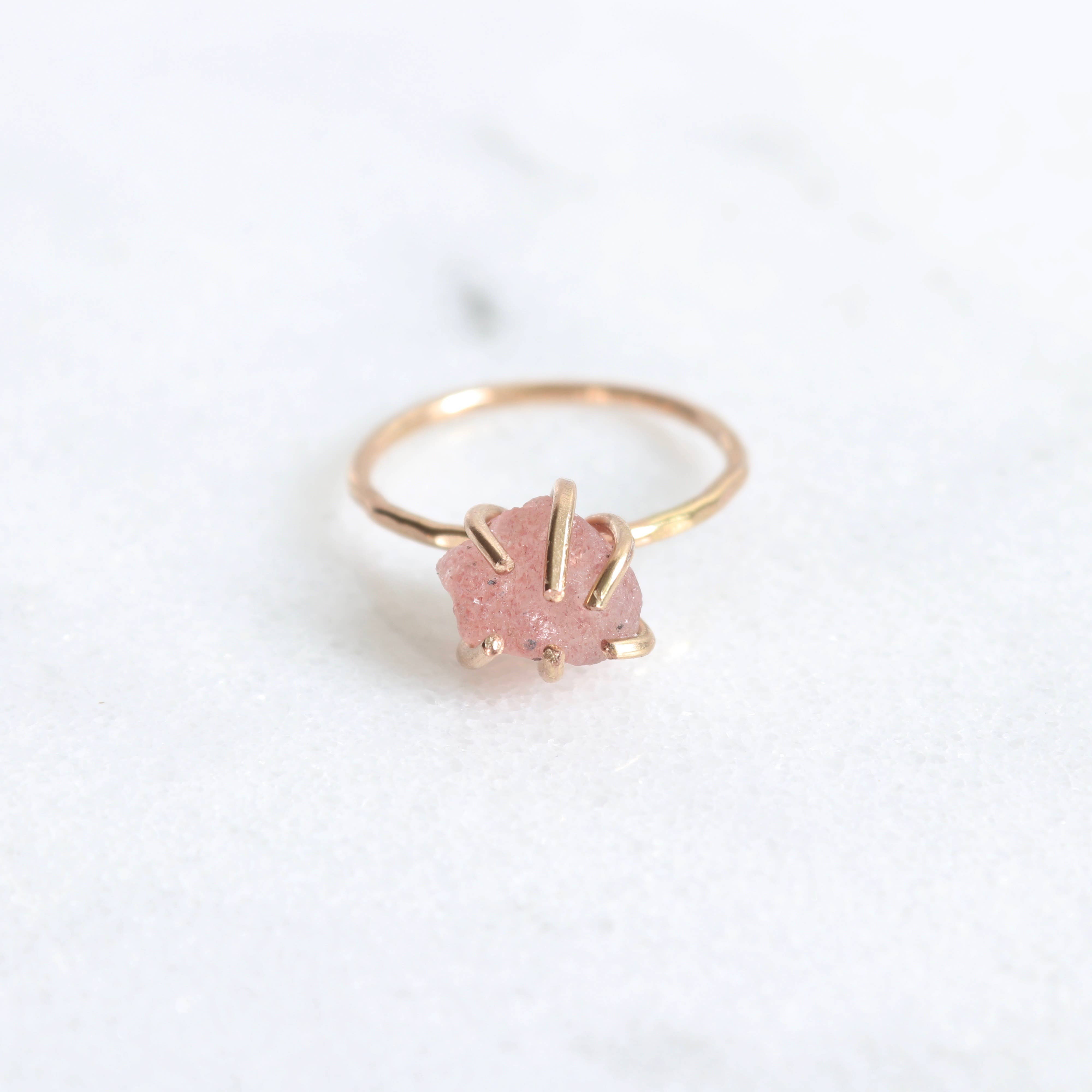 Esme - Wholesale Single Stone/Solitaire Ring - Raw Rose Quartz Crystal Ring in Silver and Gold3