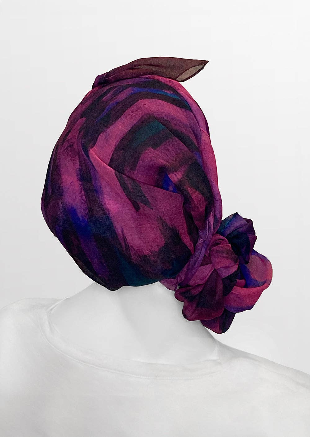 LuxCare Clothing - Wholesale Head Scarf - Women's - Fine Art Headscarf ~Boysenberry4