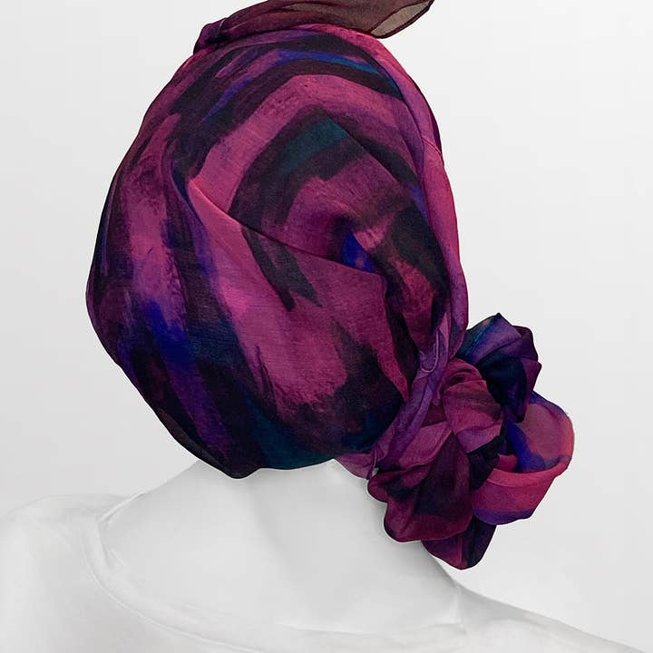 LuxCare Clothing - Wholesale Head Scarf - Women's - Fine Art Headscarf ~Boysenberry4
