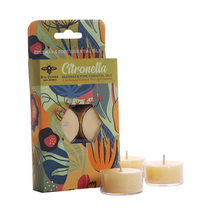 Citronella Tea Lights – Beeswax Blend – Case of 6 Packs (8) for wholesale by Big Dipper Wax Works