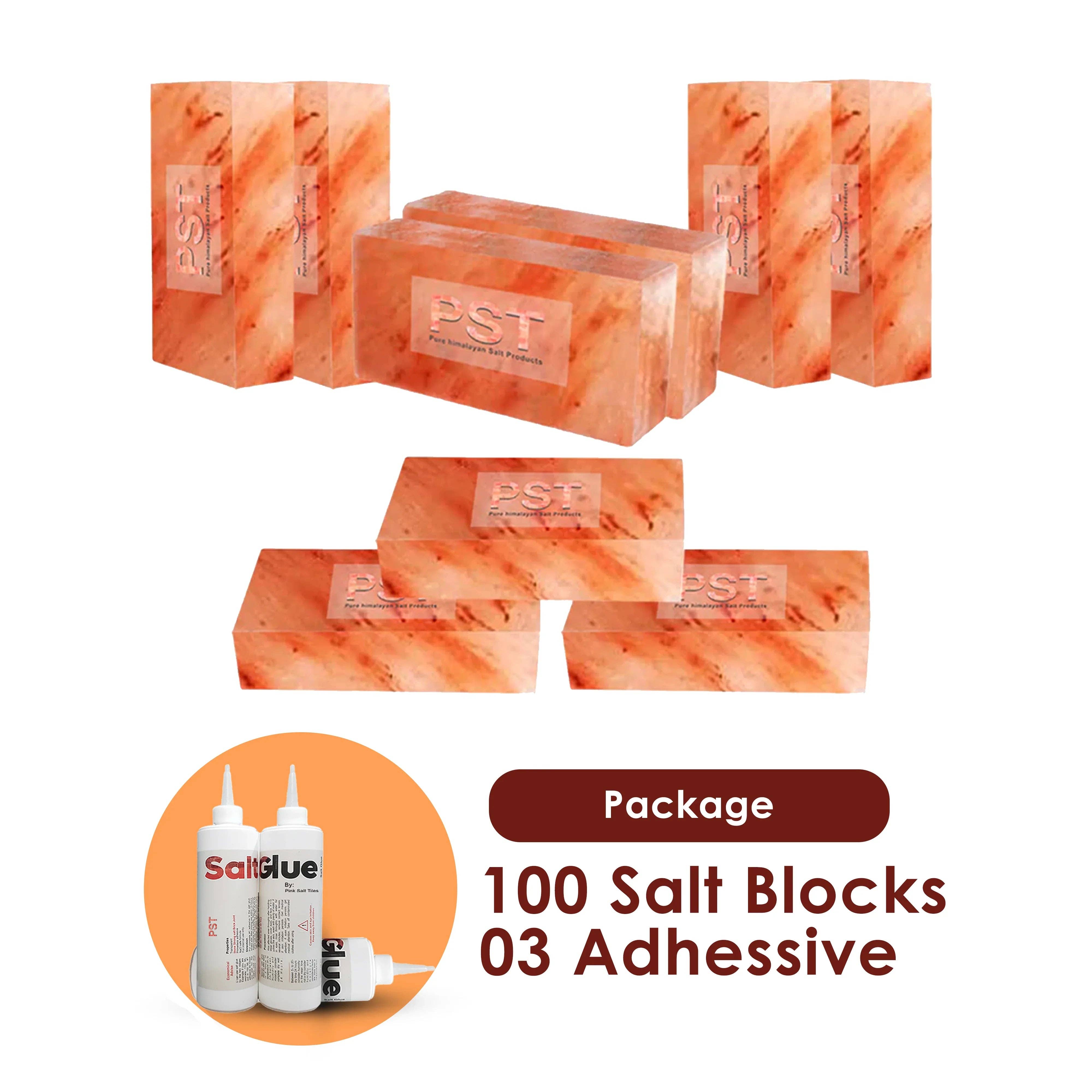 Pink Salt Tiles LLC - Wholesale Salt - Himalayan Salt Blocks Pack of 100 With 3 Adhesive Free0