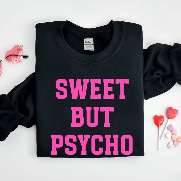 Sweet But Psycho Crewneck Sweatshirt, Valentine's Day for wholesale by Mugsby