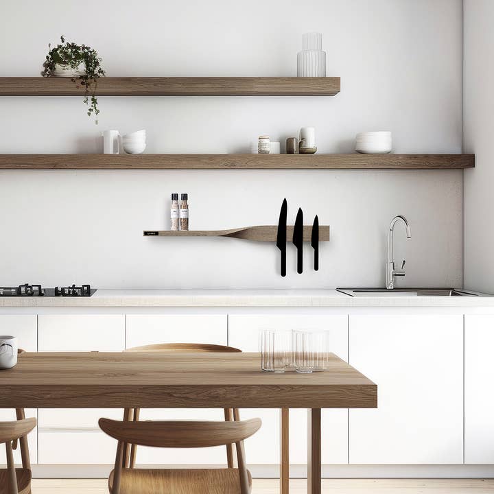 Twist Shelf Smoked Oak - wooden magnetic knive board for wholesale by Lawa Design
