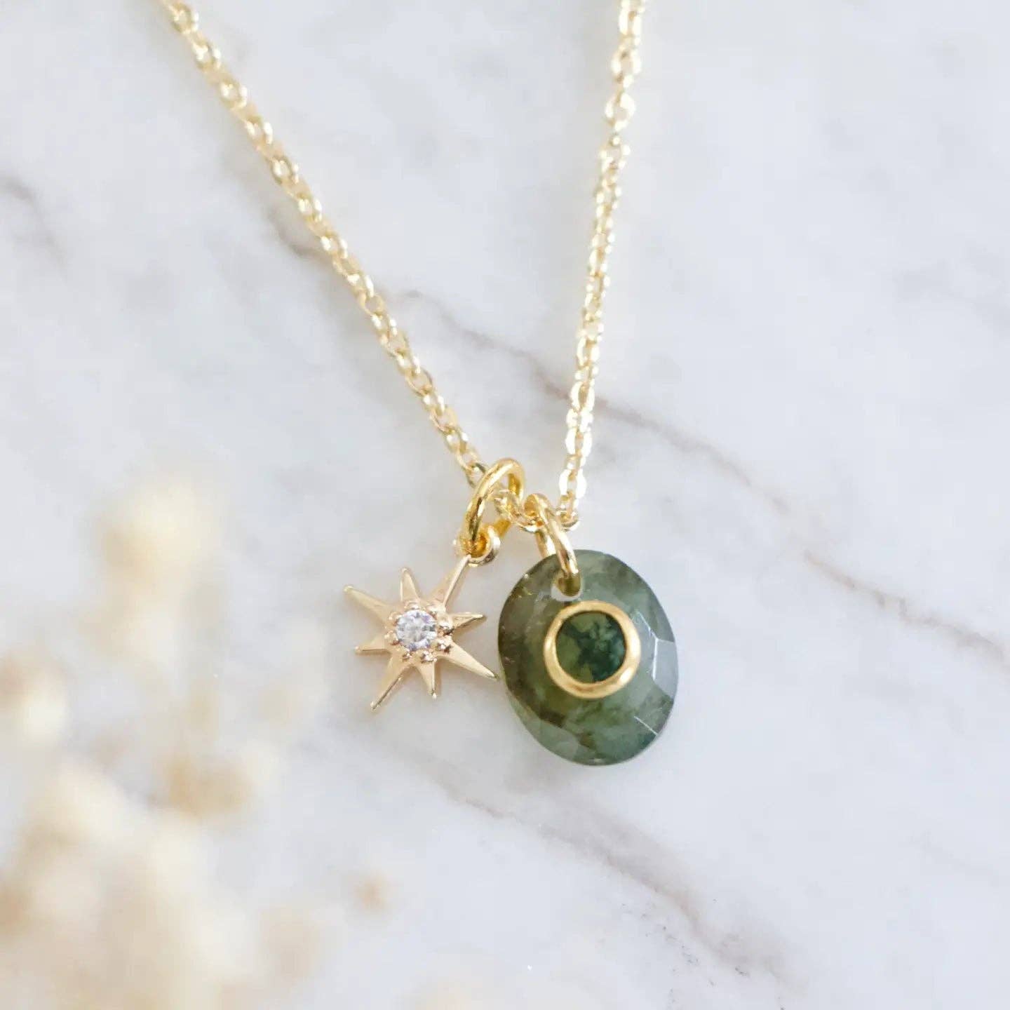 Mesa Blue - Vente Colliers à pendentif - Collier Étoile en Amazonite, Labradorite, Agate Mousse1