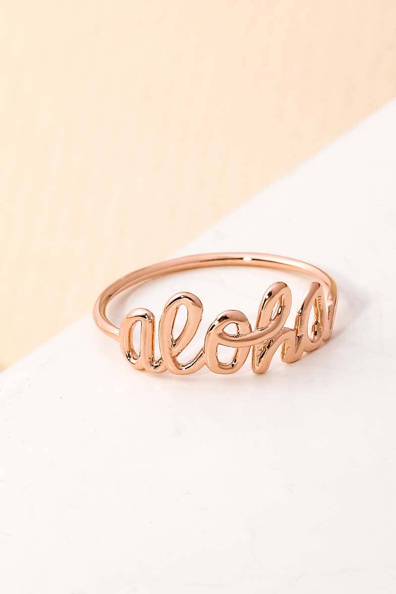 Anarchy Street - Wholesale Band/Stacked Ring - Gold Dipped Delicate Handwritten Aloha Ring5
