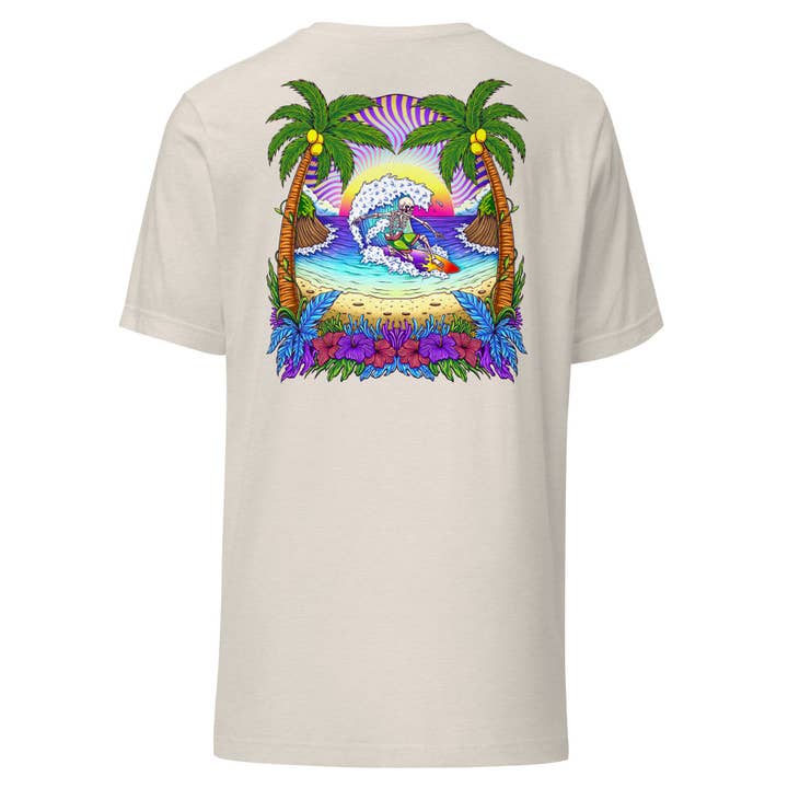 Trippy Surfer Sunset Unisex T-shirt for engroshandel hos Swash Peak