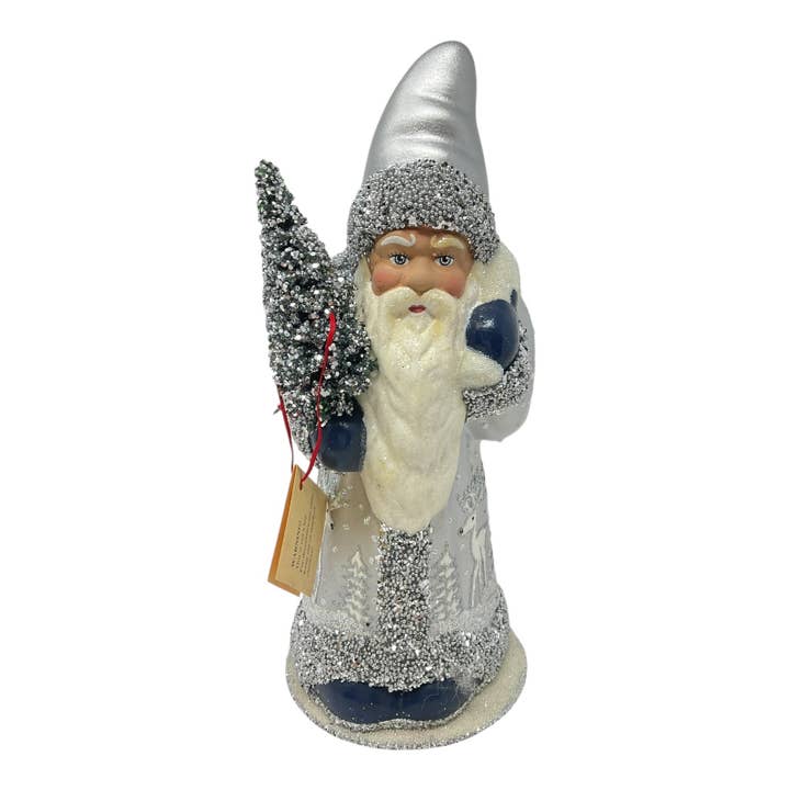 Ino Schaller Silver and White Forest Santa Paper Mache for wholesale by Pinnacle Peak Trading