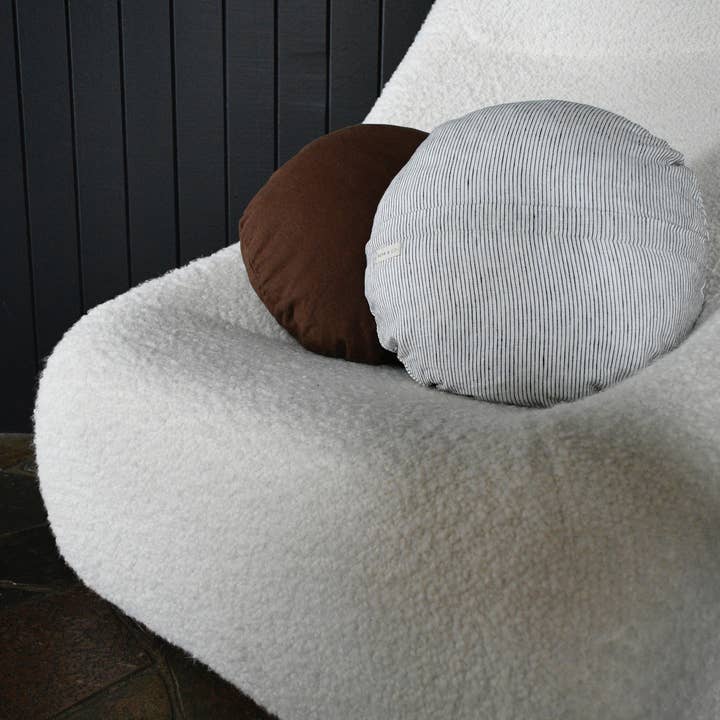 Stonewashed Linen Round Cushion Cover | 40cm Dia | Latte for wholesale by BEHR & CO.