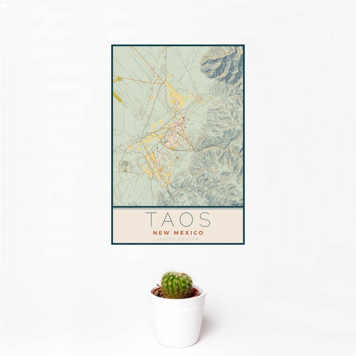 JACE.design - Wholesale Art Print - Taos NM Map Print Woodblock