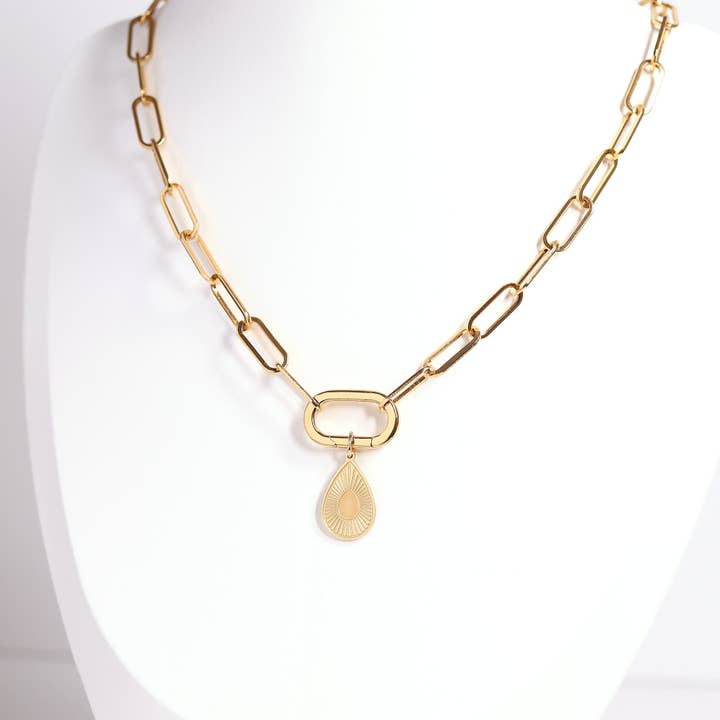 WJW - Wholesale Clasp - 18K Gold PVD Stainless Steel Oval Carabiner / ENC00304