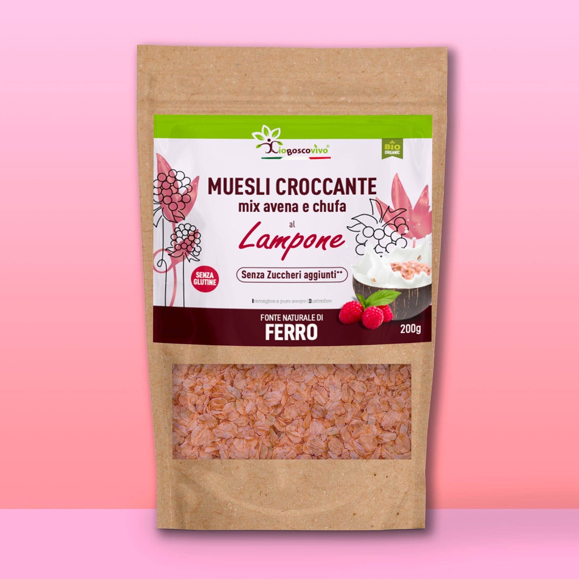IoBoscoVivo - Wholesale Breakfast Cereal - Crunchy Raspberry Organic Muesli0