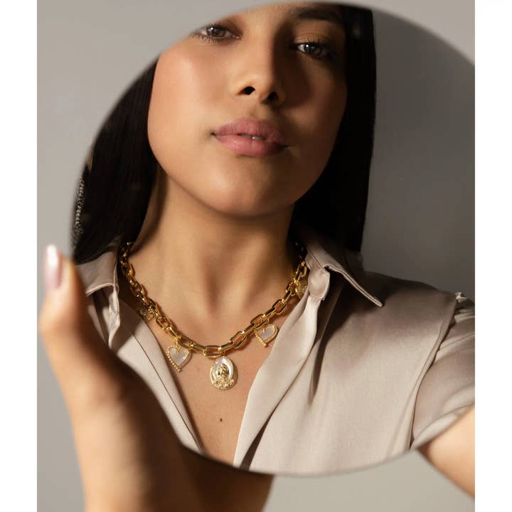 PHOEBE´S - Wholesale Pendant/Charm Necklace - Beautiful Catholic Jewelry: Virgin Mary Hearts Charms Necklace
