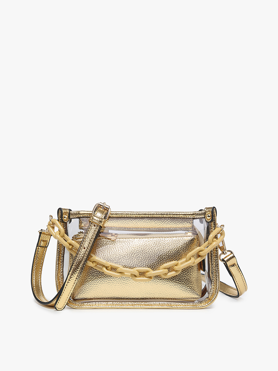 Jen & Co. - Vente Sac à bandoulière – femme - M2226CR Sac à bandoulière Jessica transparent avec chaîne3