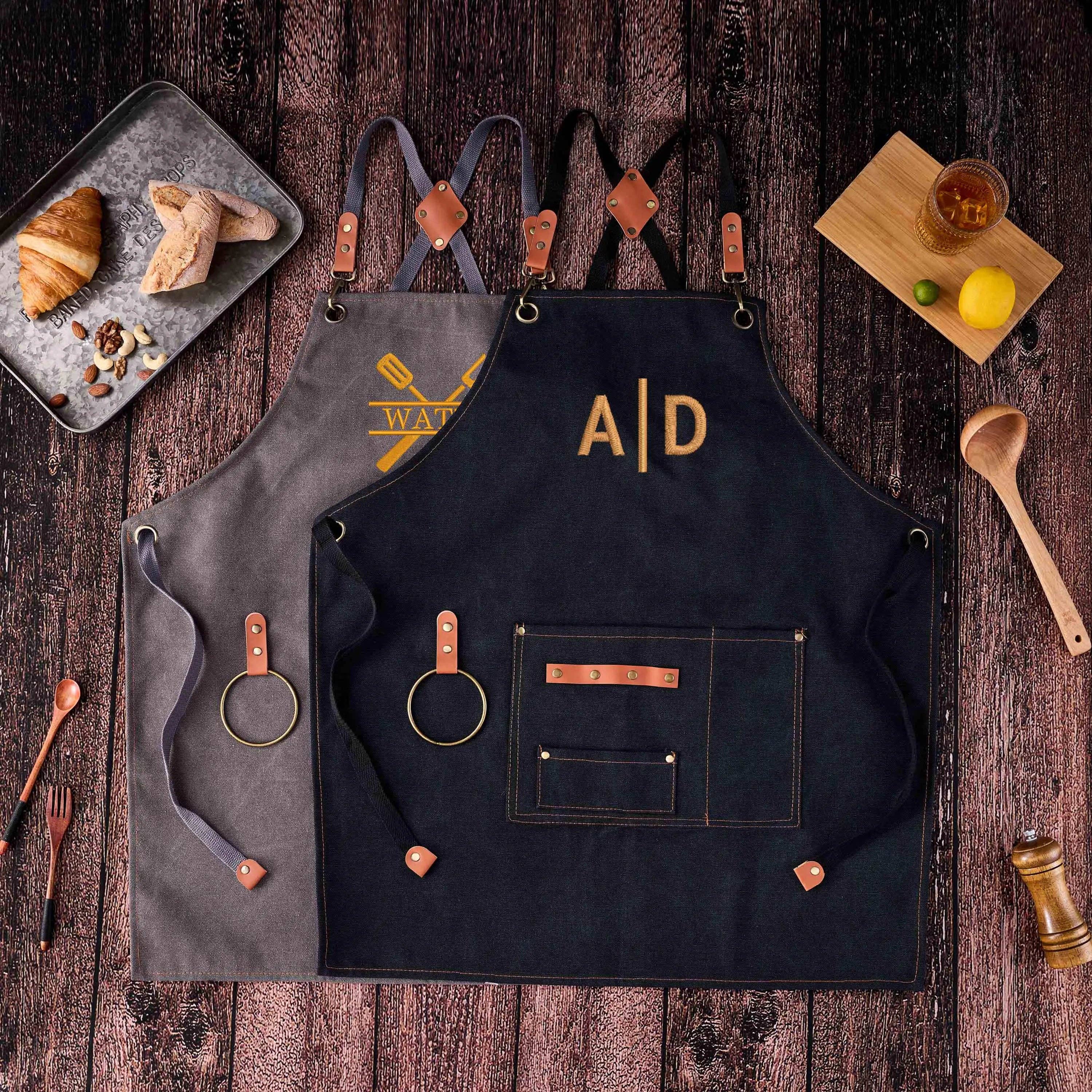 RockCow Leather Studio - Wholesale Apron - Personalized Embroidered Apron For Men and Women, Chef Apron, Canvas Work Apron, Custom Gift6