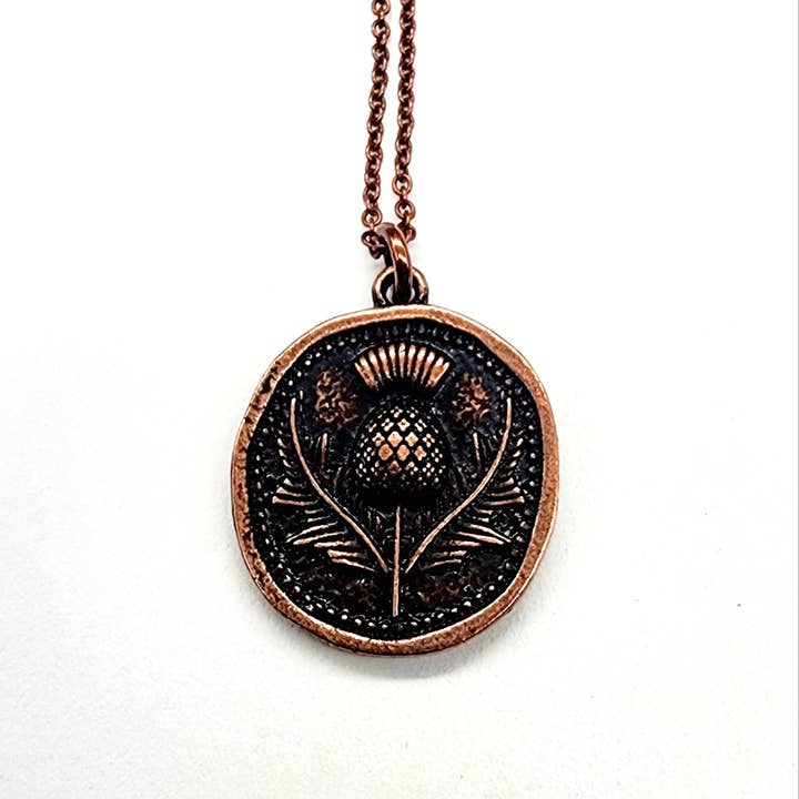 MergingMetals - Wholesale Pendant/Charm Necklace - Thistle Necklace - Antique Copper