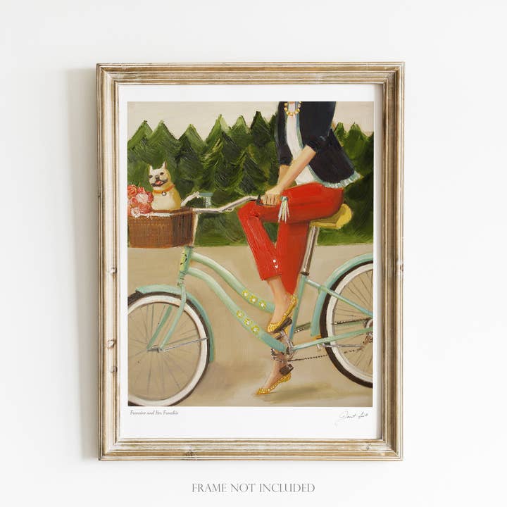 JANET HILL STUDIO - Wholesale Art Print - Francine And Her Frenchie Art Print - 8.5 X 11