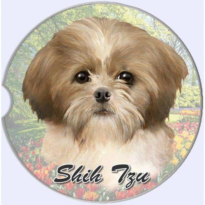 Shih Tzu, Tan & White Car Coaster for wholesale by E&S Pets