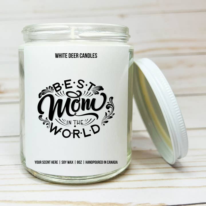 Bougie « Meilleure maman du monde » pour la vente par White Deer