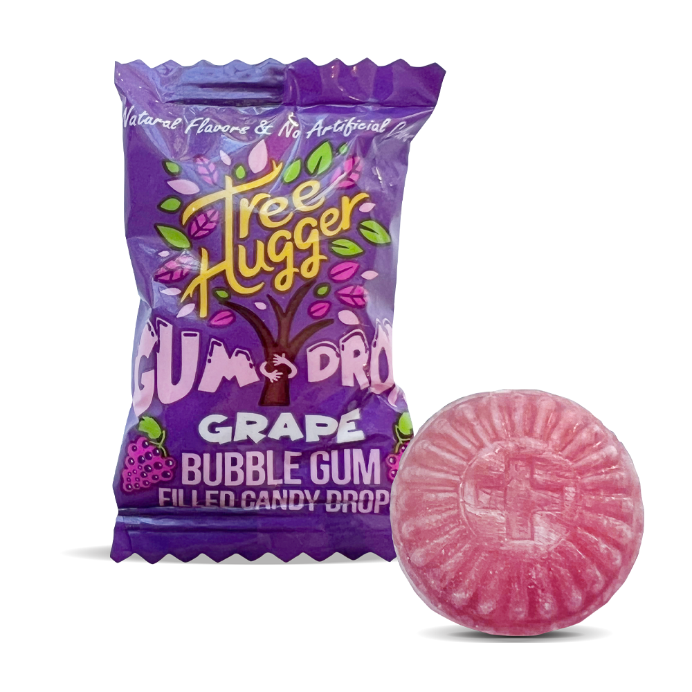 Tree Hugger Gum and Bubble Gum Filled Candy - Wholesale Chewing Gum - Tree Hugger Bubble Gum Filled Candy Drops 25 CT BAG7