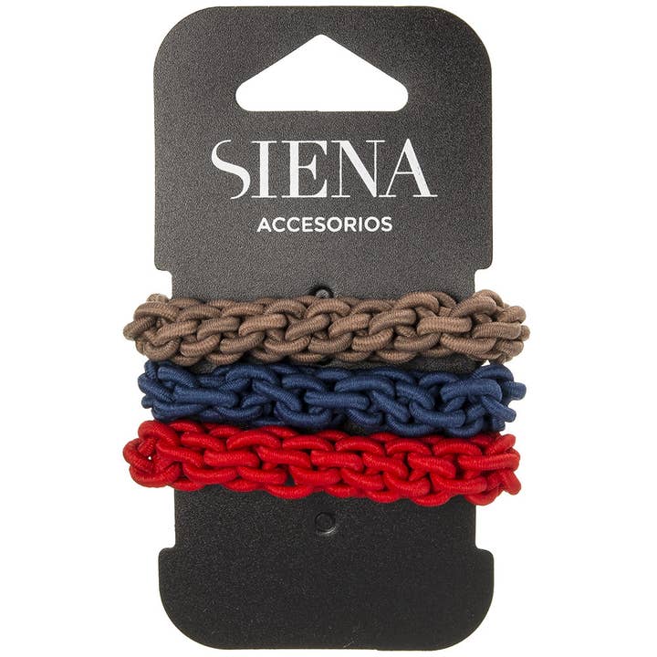 Siena Hair Accessories - Wholesale Hair Tie - Pack Of 3 Braided Hair Elastics In Assorted Colors2