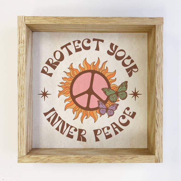 Boho Bescherm je innerlijke rust - Boho Canvas Word Art voor wholesale door Hangout Home