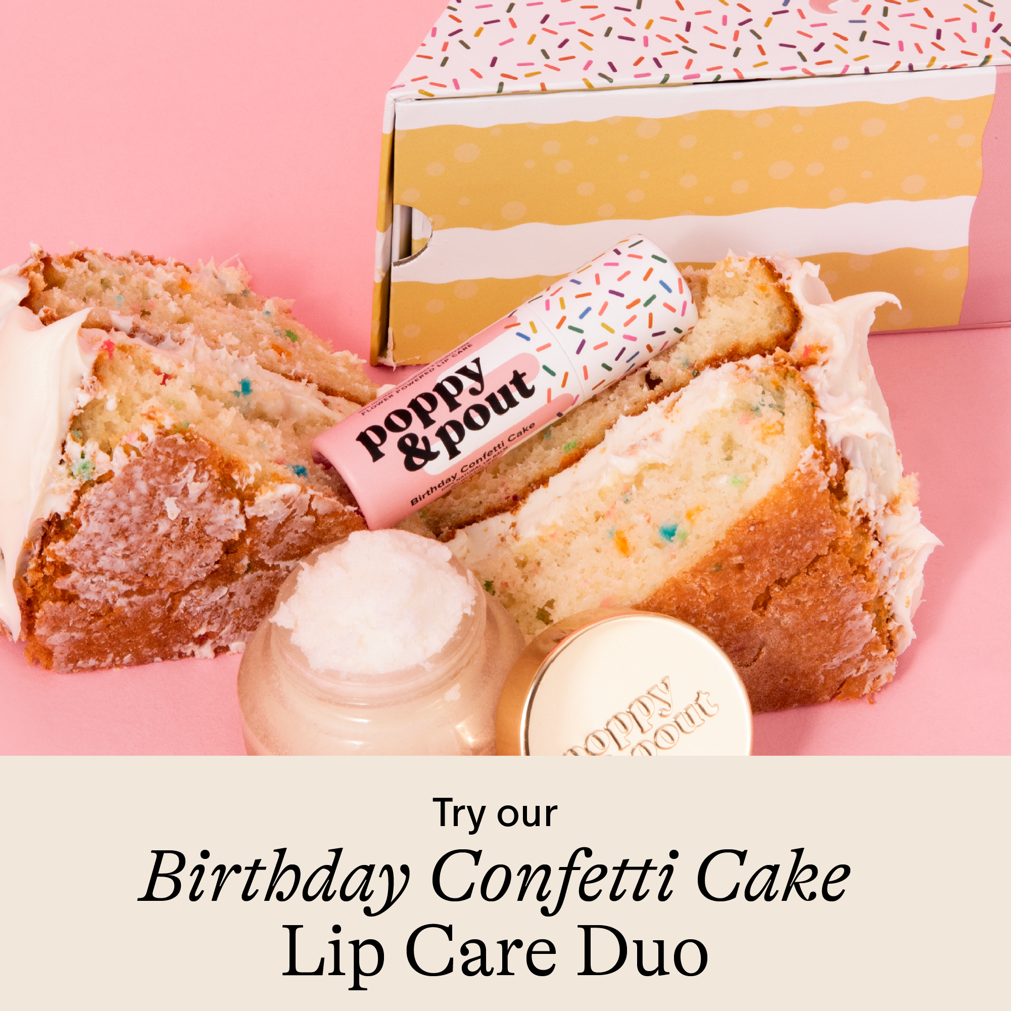Poppy & Pout - Wholesale Lip Balm - Lip Balm, Birthday Confetti Cake, Pink8