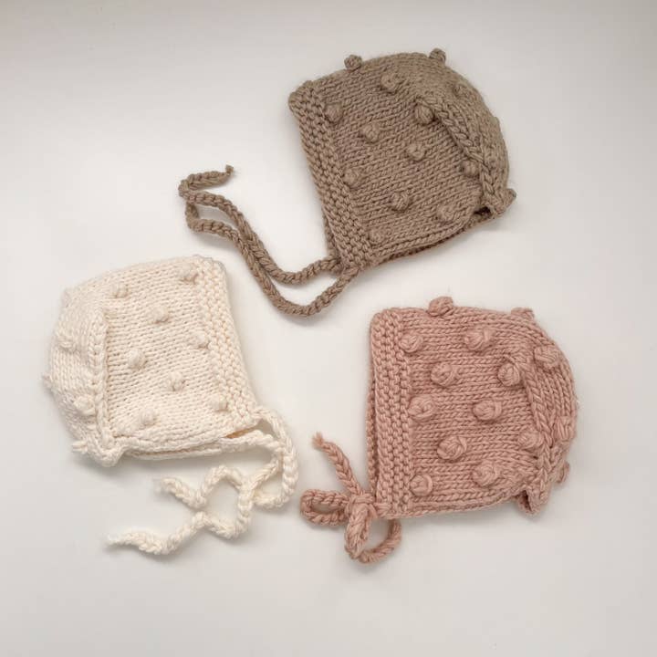 The Blueberry Hill – wholesale Newborn/knit hat – Baby – Popcorn Bonnet, Flax | Baby Hat | Kids Clothing4