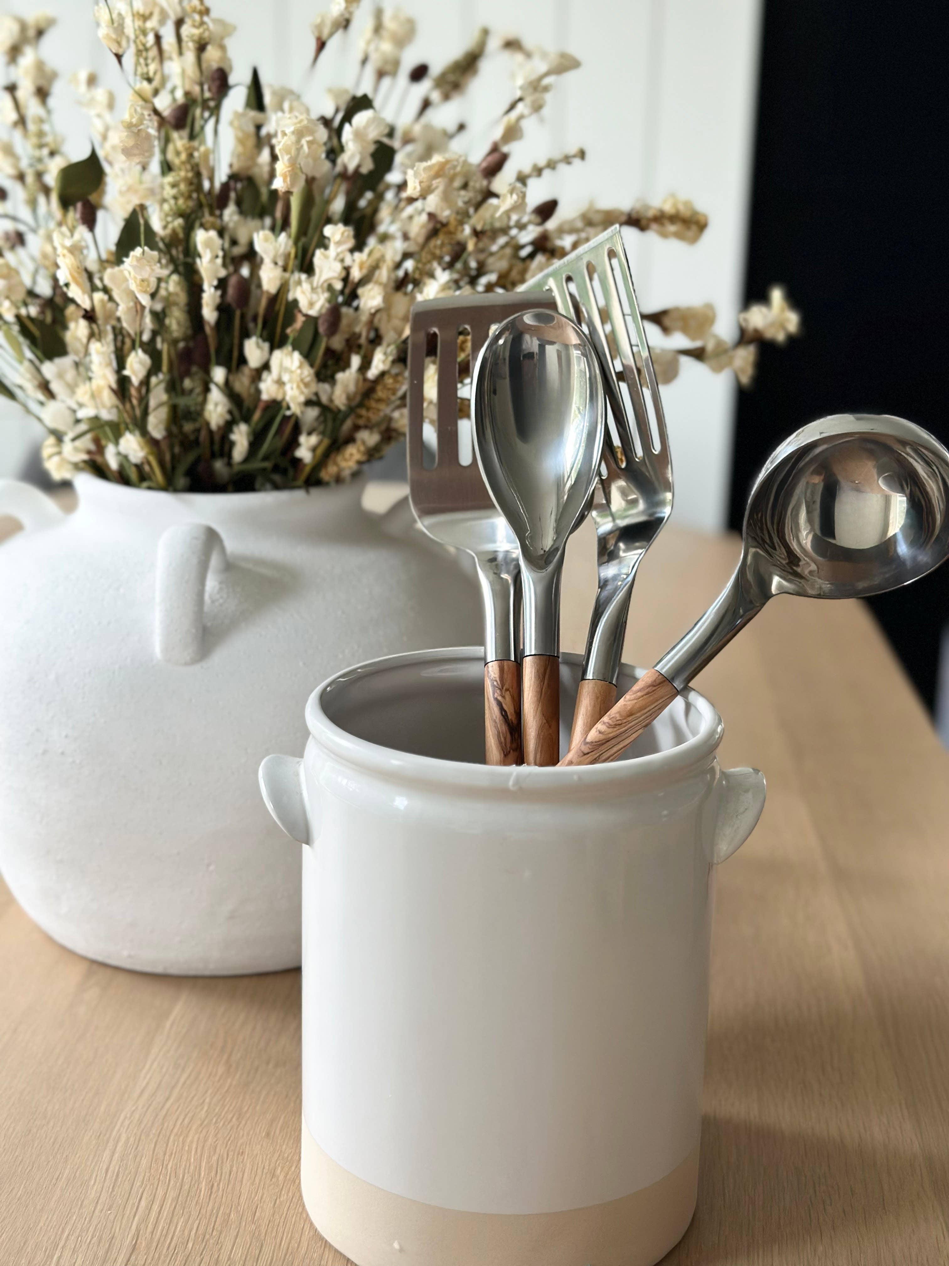 Salt & York - Wholesale Kitchen Utensil Set - 4 Piece Olive Wood or Walnut Wood Handle Utensil Set with St2