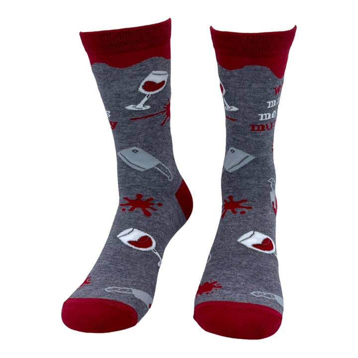 Multi - MEURTRIER Chaussettes Wine Makes Me Less Murdery pour femmes Funny Killer en vente sur Faire2