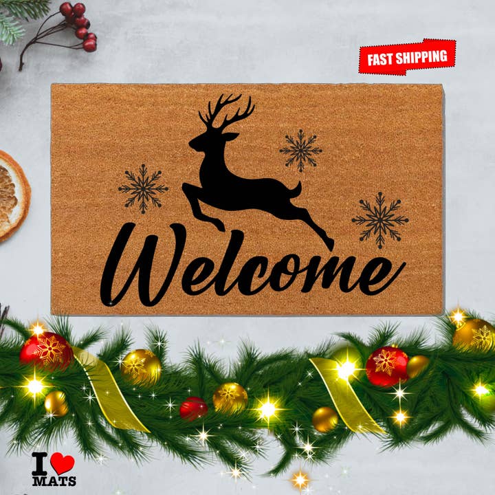 iLovemats Customized Doormats - Wholesale Door Mat - Christmas Deer Welcome Doormat, Santa Hat Doormat, Santa Deer doormat at ilovemats, Customize Doormat, Unique Doormat, Personalized Doormat, Wedding Gift, Funny Mat, Blank doormats