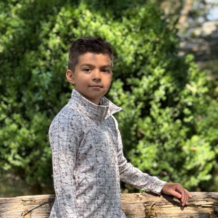 Plaid Mallard Boy Quarter Zip for wholesale by Clover Cottage